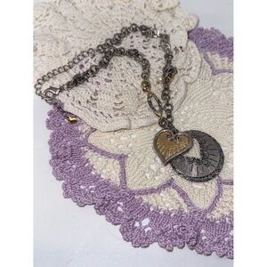 Chico's Mixed Metals Heart Charm Chain Necklace